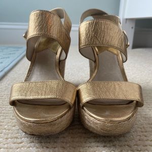 Gold Michael Kors wedge heels
